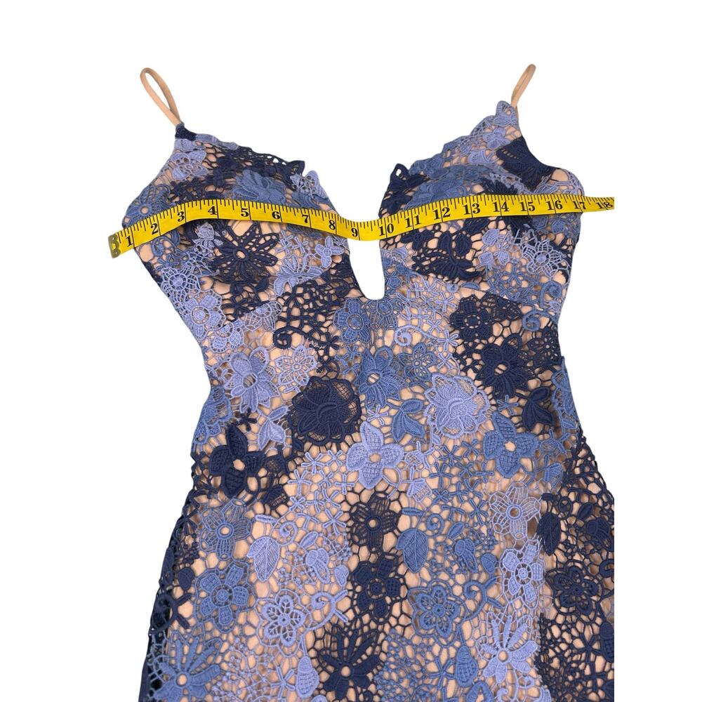 Jovani Blue Crochet Floral Dress - Size 0 - Picture 7 of 16